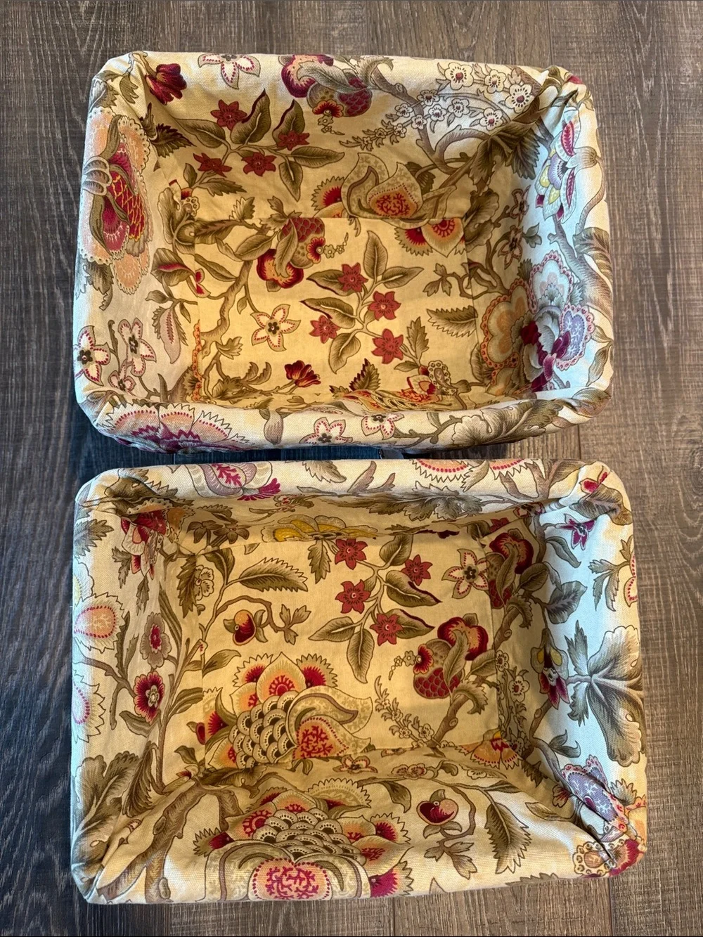 Wicker Storage Basket with Floral Liners Set of 2